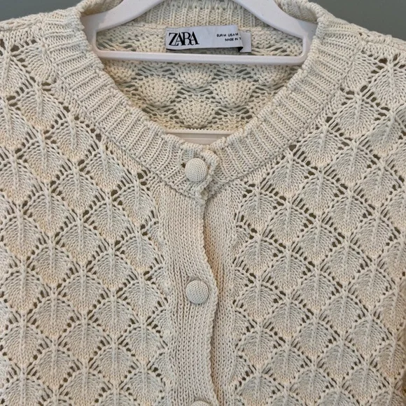 Zara Combination Knit Top - Ivory Crochet Cardigan ✨ - Picture 4 of 5